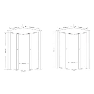 AGGA obdĺžniková sprchová zástena 900x800mm, číre sklo