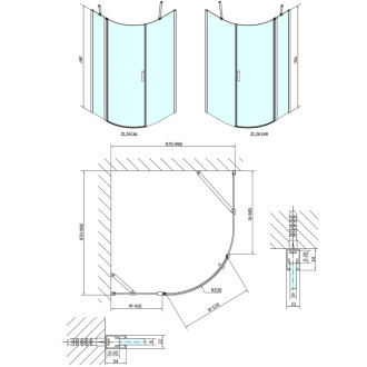 ZOOM čtvrtkruhová sprchová zástěna 1000x1000mm, čiré sklo, pravá