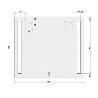 Zrkadlo 800x700 mm, LED osvetlenie CN699