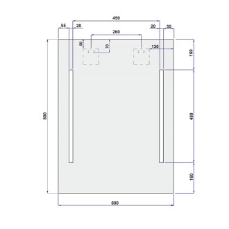 Zrkadlo 600x800 mm, osvetlenie, tlačidlový vypínač CN702