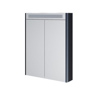 Siena, zrkadlová galerka s LED osvetlením, 644x820x140 mm, čierna mat, 2 dvere CN446GA
