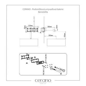 NIORO - Podomietková umývadlová batéria Tiziana - box - čierna matná