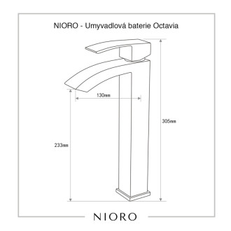 NIORO - Umývadlová batéria Octavia - vysoká - čierna matná