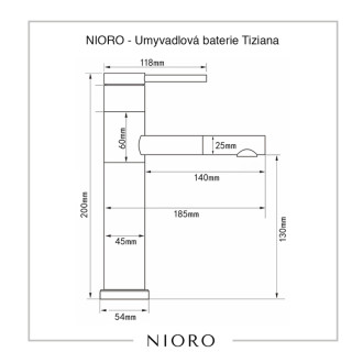 NIORO - Umývadlová batéria Tiziana - otočná - nízka - čierna matná