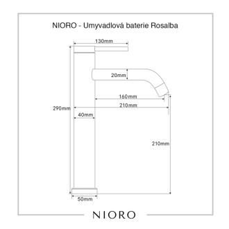 NIORO - Umývadlová batéria Selma - vysoká - čierna matná