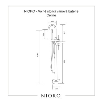 NIORO - Vaňová batéria voľne stojaca - chróm
