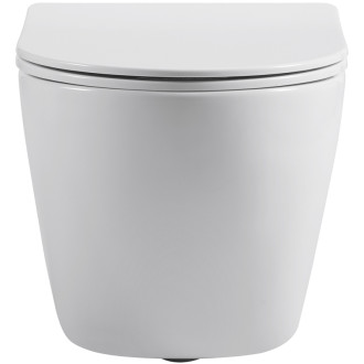 CERANO - Závesná WC misa Cesso, Vortex Rimless + UF sedátko - biela lesklá - 49x36 cm