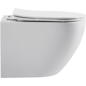 CERANO - Závesná WC misa Cesso, Vortex Rimless + UF sedátko - biela lesklá - 49x36 cm