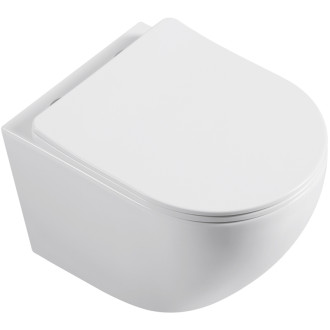 CERANO - Závesná WC misa Cesso, Vortex Rimless + UF sedátko - biela lesklá - 49x36 cm