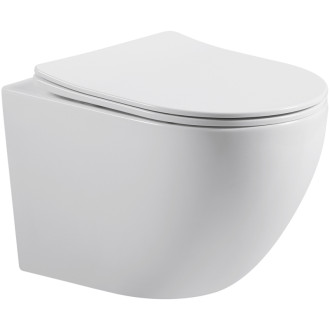 CERANO - Závesná WC misa Cesso, Vortex Rimless + UF sedátko - biela lesklá - 49x36 cm