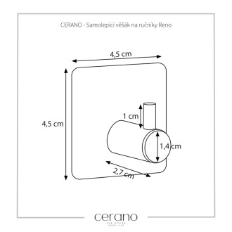 CERANO - Samolepiaci vešiak na uteráky Reno - chróm