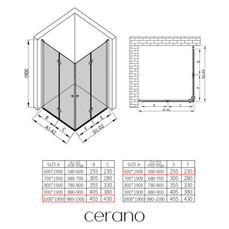 CERANO - Sprchovací kút Volpe Duo Ľ/P - 6 mm - čierna matná, transparentné sklo - 100x60x190 cm - zalamovacia