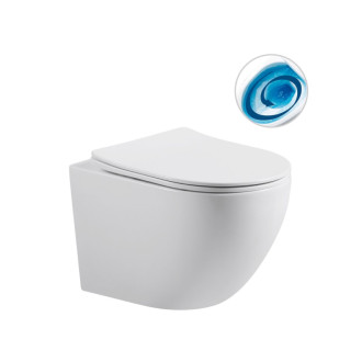 CERANO - Kompletný podomietkový WC set Cesso - biela lesklá - WC tlačidlo Classic, chróm - na zamurovanie - 49x36 cm