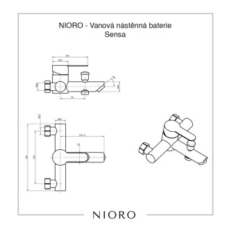 CERANO - Vaňová nástenná batéria Elvona - chróm