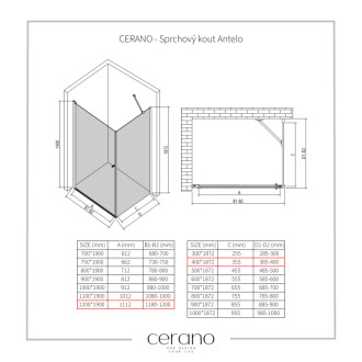 CERANO - Sprchovací kút Antelo L/P - 6 mm - chróm, transparentné sklo - 120x40x190 cm - otočný