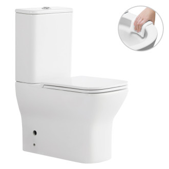 CERANO - WC kombi Hugo, Rimless + UF sedátko - biela lesklá - 63,5x35,5 cm