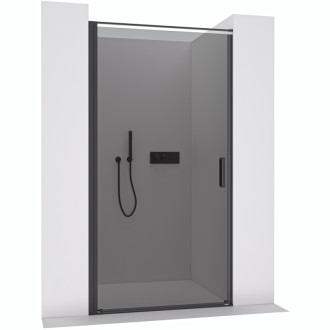 CERANO - Sprchové otočné dvere Porte L/P - 8 mm - čierna matná, grafitové sklo - 90x195 cm