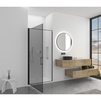 CERANO - Sprchové otočné dvere Porte L/P - 8 mm - čierna matná, grafitové sklo - 90x195 cm