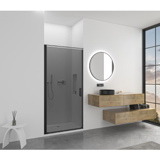 CERANO - Sprchové otočné dvere Porte L/P - 8 mm - čierna matná, grafitové sklo - 90x195 cm
