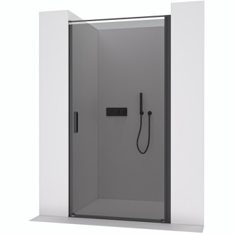 CERANO - Sprchové otočné dvere Porte L/P - 8 mm - čierna matná, grafitové sklo - 90x195 cm
