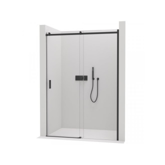 CERANO - Sprchové posuvné dvere Santoro Ľ/P - 8 mm - čierna matná, transparentné sklo - 130x195 cm