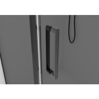 CERANO - Sprchovací kút Porte Ľ/P - 8 mm - čierna matná, grafitové sklo - 90x90x195 cm - otočný