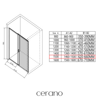 CERANO - Sprchové posuvné dvere Varone LINE Ľ/P - 6 mm - chróm, transparentné sklo - 150x195 cm