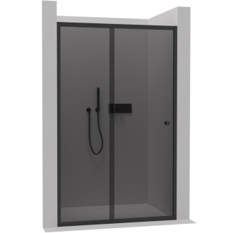 CERANO - Sprchové posuvné dvere Varone POINT Ľ/P - 6 mm - čierna matná, grafitové sklo - 150x195 cm