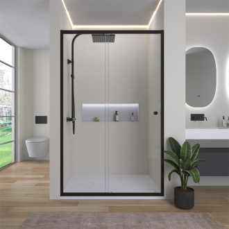 CERANO - Sprchové posuvné dvere Varone POINT Ľ/P - 6 mm - čierna matná, transparentné sklo - 150x195 cm