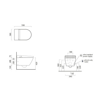 WCLEAN závesné WC Swirlflush s integrovaným elektronickým bidetom, biela dual-mat