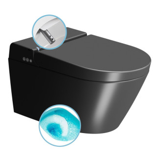 WCLEAN závesné WC Swirlflush s integrovaným elektronickým bidetom, čierna dual-mat