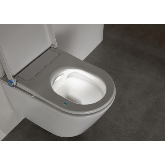 CERANO - Závesná WC misa s integrovaným elektronickým bidetom Cronus Premium, Vortex Rimless 180 ° + UF sedátko - biela lesklá - 59,3x38,4 cm
