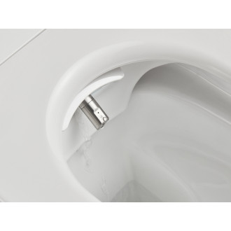 CERANO - Závesná WC misa s integrovaným elektronickým bidetom Cronus Premium, Vortex Rimless 180 ° + UF sedátko - biela lesklá - 59,3x38,4 cm