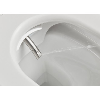 CERANO - Závesná WC misa s integrovaným elektronickým bidetom Cronus Premium, Vortex Rimless 180 ° + UF sedátko - biela lesklá - 59,3x38,4 cm