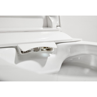 CERANO - Závesná WC misa s integrovaným elektronickým bidetom Cronus Premium, Vortex Rimless 180 ° + UF sedátko - biela lesklá - 59,3x38,4 cm