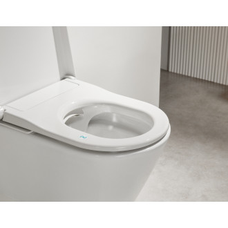 CERANO - Závesná WC misa s integrovaným elektronickým bidetom Cronus Premium, Vortex Rimless 180 ° + UF sedátko - biela lesklá - 59,3x38,4 cm
