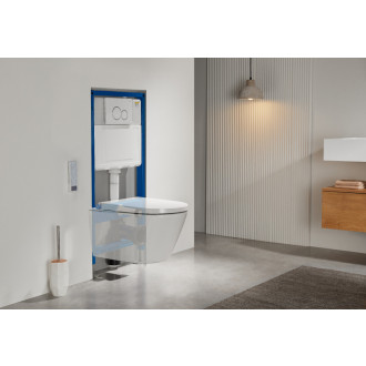 CERANO - Závesná WC misa s integrovaným elektronickým bidetom Cronus Premium, Vortex Rimless 180 ° + UF sedátko - biela lesklá - 59,3x38,4 cm