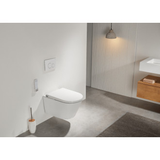 CERANO - Závesná WC misa s integrovaným elektronickým bidetom Cronus Premium, Vortex Rimless 180 ° + UF sedátko - biela lesklá - 59,3x38,4 cm