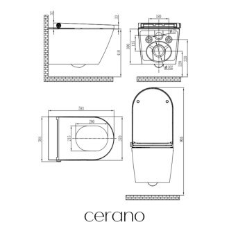CERANO - Závesná WC misa s integrovaným elektronickým bidetom Cronus Premium, Vortex Rimless 180 ° + UF sedátko - biela lesklá - 59,3x38,4 cm
