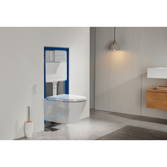 CERANO - Závesná WC misa s integrovaným elektronickým bidetom Cronus Standard, Vortex Rimless 180 ° + UF sedátko - biela lesklá - 59,3x38,4 cm