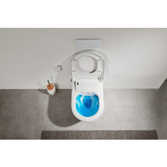 CERANO - Závesná WC misa s integrovaným elektronickým bidetom Cronus Standard, Vortex Rimless 180 ° + UF sedátko - biela lesklá - 59,3x38,4 cm