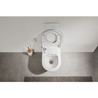 CERANO - Závesná WC misa s integrovaným elektronickým bidetom Cronus Standard, Vortex Rimless 180 ° + UF sedátko - biela lesklá - 59,3x38,4 cm