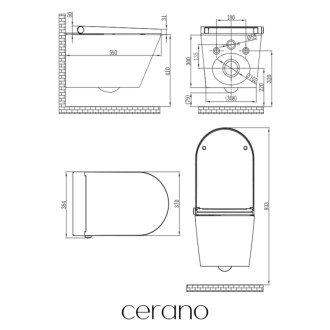 CERANO - Závesná WC misa s integrovaným elektronickým bidetom Cronus Standard, Vortex Rimless 180 ° + UF sedátko - biela lesklá - 59,3x38,4 cm