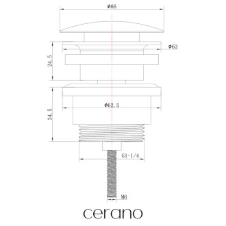 CERANO - Umývadlový výpust - 5/4“ - click-clack - univerzálny - biela matná