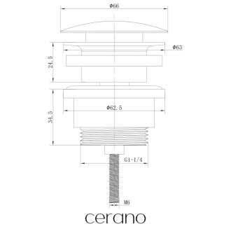 CERANO - Umývadlový výpust - 5/4“ click-clack - univerzálny - čierna matná