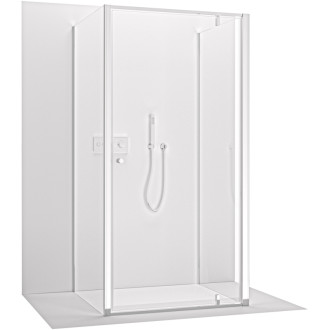 CERANO - Trojstenný sprchovací kút Ferri UL/P - 6 mm - chróm, transparentné sklo - 80x100x195 cm - pivotový