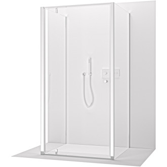 CERANO - Trostenný sprchovací kút Ferri UL/P - 6 mm - chróm, transparentné sklo - 90x100x195 cm - pivotový