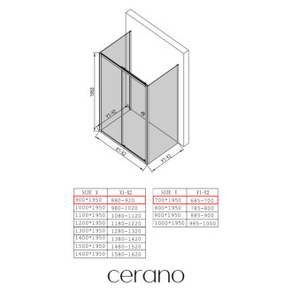 CERANO - Trostenný sprchovací kút Varone POINT UL/P - 6 mm - čierna matná, transparentné sklo - 90x70x195 cm - posuvný