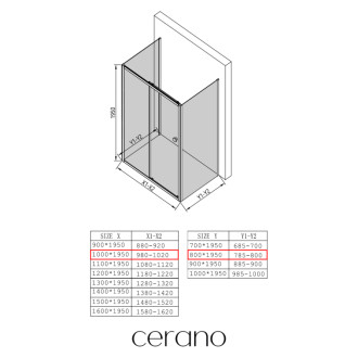 CERANO - Trostenný sprchovací kút Varone POINT UL/P - 6 mm - chróm, transparentné sklo - 100x80x195 cm - posuvný