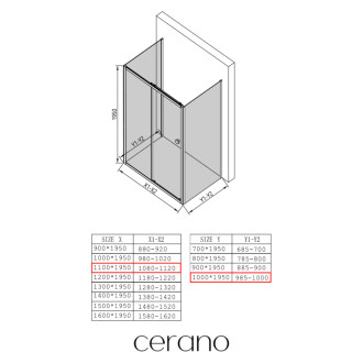 CERANO - Trojstenný sprchovací kút Varone POINT UL/P - 6 mm - chróm, transparentné sklo - 110x100x195 cm - posuvný
